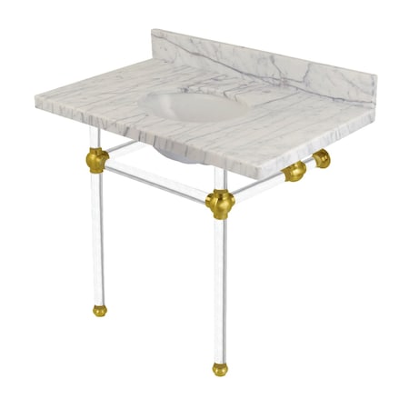 Fauceture 36X22 Marble Vanity Top W/ Acrylic Feet Combo, Marble/Brass KVPB3630MA7